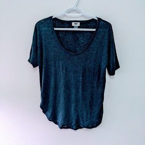 Old Navy Teal Flowing Top – Semi-Sheer with Tulip Hem